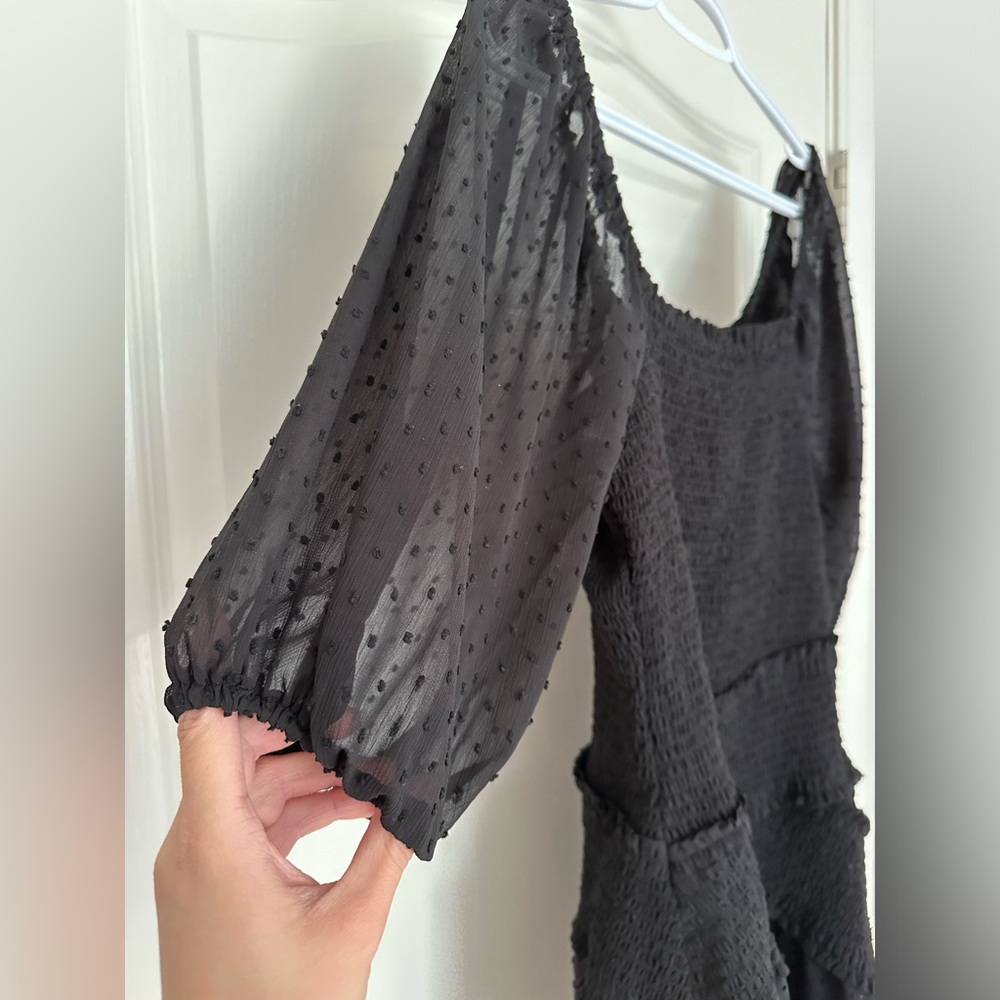 Black NWOT Madison Marcus Puff Sleeve Dress - Picture 2 of 6